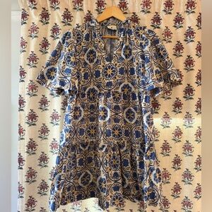 Tuckernuck Blue and White Patterned Mini Dress